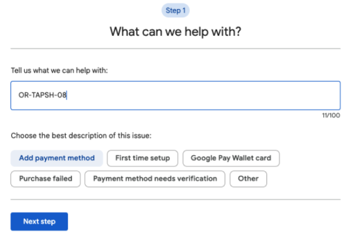 Google Support Form